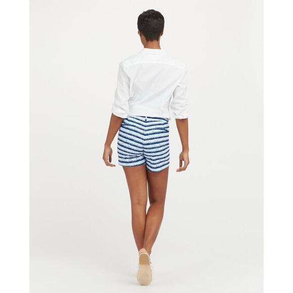 Spanx Sunshine Shorts, 6" Blue Painted Stripe Medium NWT‎ - Picture 6 of 10